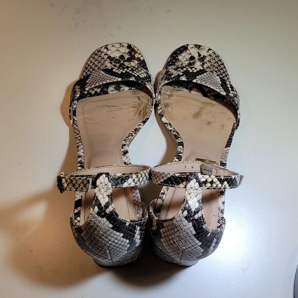 ALDO SNAKE SKIN BLOCK HEEL ANKLE STRAP OPEN TOE WOMEN"S SANDAL - Picture 7 of 16